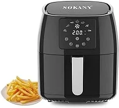 Sokany healthy air fryer Sk-8018 dishwasher safe removable basket heat resistant operating light indicators safety lock 1400w - 220v supply voltage and 50hz