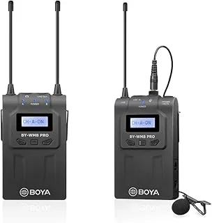 BOYA Upgraded Dual-Channels Lavalier Wireless Microphone System with 1 Bodypack Transmitter&1 Portable Receiver for Canon Nikon Sony DSLR Camera,XLR Camcorder,Phone,YouTube, Film Production