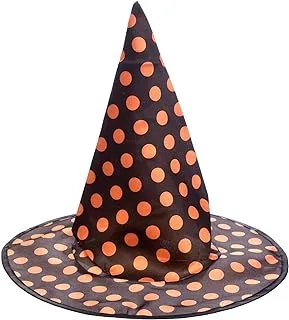 Generic Fabric Large Witch Hat With Polka dot Design For Halloween Party - Black Orange