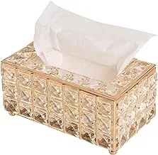 Rectangular Crystal Tissue Box Cover, Decorative Paper Box, Napkin Holder, Facial Tissue Holder, Used in Kitchen Dining Room, Bathroom, Desk, Gold