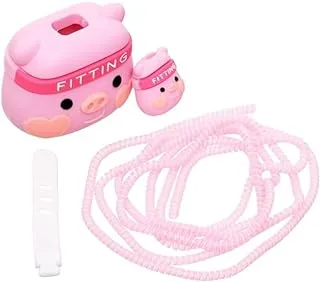 Generic Silicone Charger Bite With Wire Protector And Cable Protector Pig Design Set Of 4 Pieces - Pink White