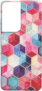 Dragon Plastic Creative Back Phone Protection Case Hexagonal Print Design With Silicone Safety Edges And 3D Back Print For Samsung Galaxy S30 Ultra / S21 Ultra - Multi Color