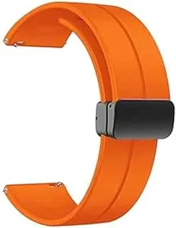 Generic 22mm Silicone Strap With Magnetic Folding Buckle compatible Oraimo Watch R OSW23N- Smart WatchSport - Orange