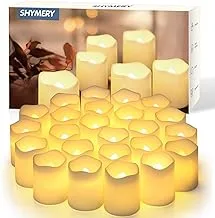 SHYMERY Flameless Votive Candles,Flameless Flickering Electric Fake Candle,24 Pack 200+Hour Battery Operated LED Tea Lights in Warm White for Wedding,Table,Festival,Halloween,Christmas Decorations