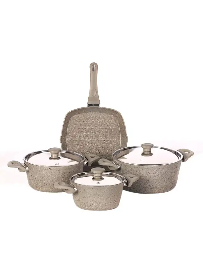 Top Chef 7-Piece Granite Cookware Set (Pot18/20/24/Grill28) Grey