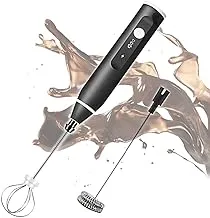 Electric Milk Frother Foam Maker, Handheld Milk Frother with USB Charging Station, 3 Level Adjustable Speed & 2 Different Whisk Head, for Egg Mix, Coffee, Cappuccino, Chocolate, Milk Tea, Matcha