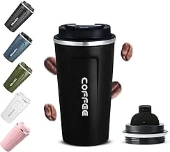 hanso Coffee Cup Stainless Steel Vacuum Mug Keeps Drinks Hot & Cold thermal coffee mug double wall BPA-Free Slip-Proof and Leak-Proof, MK-128 – (510 ML) (Black)