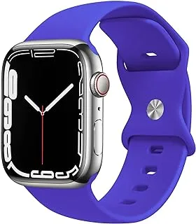 Generic Strap Silicone Band For Apple Watch (45mm Series 7), 44mm / 42mm Series 1/2/3/4/6/SE Replacement Strap Wristband Bracelet Compatible with 42 mm / 44 mm / 45 mm (Blue Pepsi)