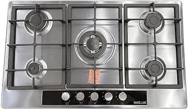 White Line Built-in Hob Gas WL-BIH-90IX, 5 Gas Burners, 90 * 60CM, Stainless Steel,Italian components, Turkish manufacture,5 year warranty, Silver