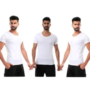 Dice 100% Cotton (3) Half Sleeve Undershirts Round Neck