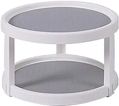 OFAY Lazy Susan Turntable 2-Tier Pantry Cabinet, Multifunctional Desktop Storage Compartment, 25 cm, Blue/Grey, Grey