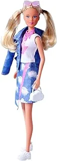 Steffi Love Jeans Fashion, Play Doll in Fashionable Jeans Outfit with Skirt and Jacket, Glitter Elements and Sunglasses, 29 cm, from 3 Years