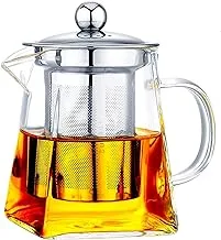 with Infuser Clear Glass Teapot,Tea Pot with Tea Strainers,Borosilicate Glass Teapot with Infusers for Loose TeaHeat Resistant Loose Leaf Teapot,Stovetop Dishwasher Safe (550ML/18OZ)