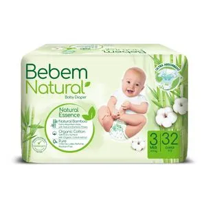 Bebem Natural Baby Diapers Twin Pack Midi Size 3 - 32 Pieces