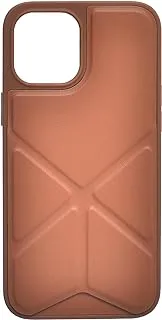 Generic Leather Hard Back Phone Protection Case With Classic Design And Holder Compatible For Iphone 12 Pro Max - Brown