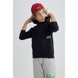 Defacto Boy Knitted Oversize Fit Hooded Long Sleeve Sweat Shirt..