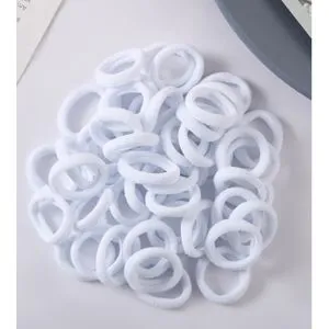 20 Small White School Elastic Hair Ties