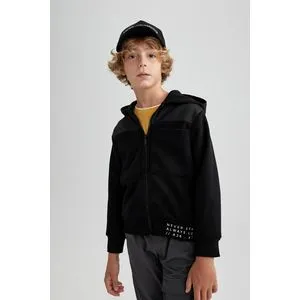 Defacto Boy Knitted Regular Fit Hooded Long Sleeve Cardigan