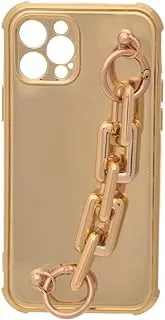 Generic Silicone Back Cover Protector With Plastic Hand Strap For Iphone 12 Pro - Gold