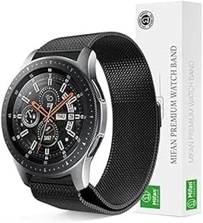 Generic Samsung Gear S3/2018 Galaxy Watch 46mm Mifan Milanese Loop Band Strap Replacement Premium Mesh Stainless Steel Black Anti Sweat Cooling with Magnetic Clasp 22mm