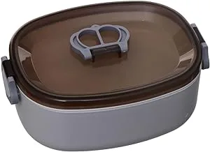 Plastic Sealed Lunch Box With Spoon - Grey