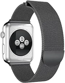 سوار مغناطيسي بديل من الفولاذ المقاوم للصدأ لسلسلة Apple Watch مقاس 6-44 ملم - أسود