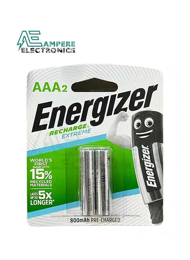 Energizer Energizer Rechargeable Batteries - AAA [Pack Of 2] - NH12 ERP2 800 Silver