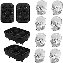 Ice Cube Tray 3D Skull Ice Mold-2Pack Easy Release Silicone mold 8 Cute and Funny Ice Skull for Whiskey Cocktails and Juice Beverages Black Ice Mold/S