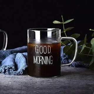 Large Size Good Morning Glass Mug Cup with Handle Borosilicate Heat Resistant Glass Mug 16oz