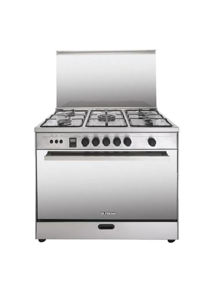 Fresh Gas Cooker Rock, 5 Burners, 90 x 60 CM Silver - 500015560