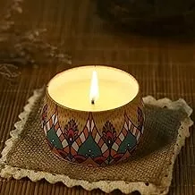 Generic Scented Soy Wax in Box Sage B Cover, Ethnic Wind Candle Cup Aroma Candle Candle Romantic Wedding Birthday Party Decoration Creative Christmas Gift (6x4cm)