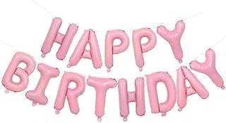 Generic Pink Happy Birthday Balloons Banner Self Inflating Foil Letter Balloons Alphabet Balloon Bunting for Birthday Decorations and Party Supplies