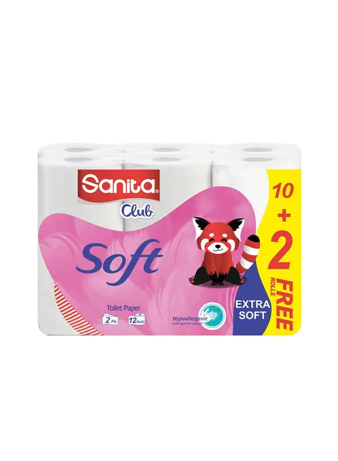 Sanita Club 200 Sheet Toilet Tissue (10+2) Soft Rolls