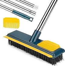 Floor Cleaning Brush with Adjustable Long Handle,Floor Scrub Brush Indoor Outdoor Brush Broom for Cleaning Bathroom,Kitchen,Tile Tub,Wall and Grout(Blue-1)