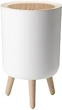 Bedroom Small Trash Can with Lid, Plastic Bathroom Garbage Can with Push Button, Nordic Trash Cans, White Trash Bin Waste Basket Suitable for Kitchen,Office,Dog Proof Trash can (1.8 Gal Round)