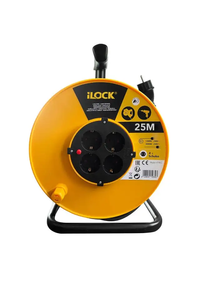 iLOCK Cable Reel with 4 Sockets Orange/Black 25meter