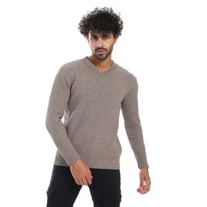 Caesar Wool Mens Pullover With V Neck