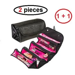 A Makeup Roll Divided Bag To Organize Make-up Tools, Cosmetics And Accessories (2 Pieces )