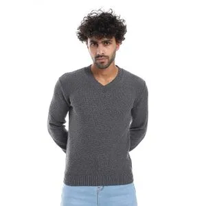 Caesar Wool Mens Pullover With V Neck