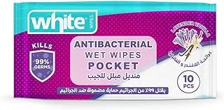 White Anti-Bacterial (Multipurpose) Pocket Lavender & Vanilla 10 Wipes