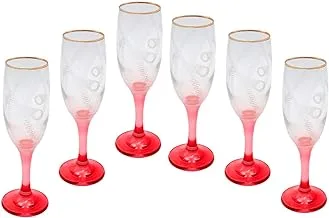 Segaey Turkish 001331 MISKET Glass/Golden Rim & Rosy chain/ 6 Pcs/Elegant design, Trusted Brand, Attractive shape of Sparkling Drink, Smoothies, Juices, Cocktails/High Quality Materials