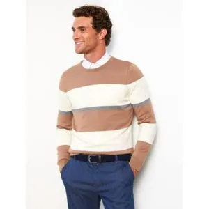 LC Waikiki Crew Neck Long Sleeve Men's Tricot Sweater With Color Block