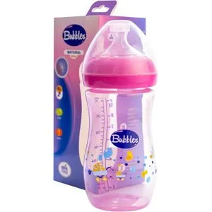 Bubbles Natural Feeding Bottle Without Hand 280ml (Pink)