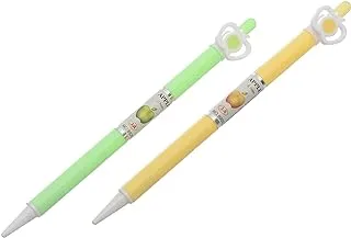 Ashraf Aly Faid Sweet cat 1003 Mechanical Pencil 0.7mm With Apple Clips Pack Of 2 Pens For Student - Mint Yellow