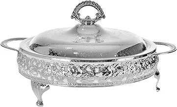 Queen Anne silver plated round appetizer plate And a glass dish divided into 5 parts (ordver) with a royal lid. 60/6204/7