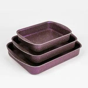 Lazord Granite Plus Rectangular Oven Casserole Set - 3 Piece - Size 25, 30, 35 - Purple