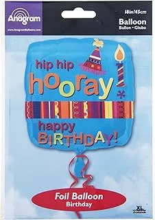 Anagram International Hx Hip Hip Hooray Birthday Balloon, Multicolor