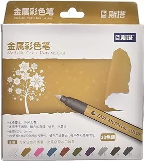 STA 8151 High Quality Metallic Color Pen Pack Of 10 Colors -Multicolor