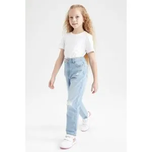 Defacto Girl Mom Fit Ripped Detailed Jean Trousers