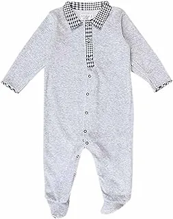 lovely land Baby Boys Velvet Romper with checkered Collar body suit